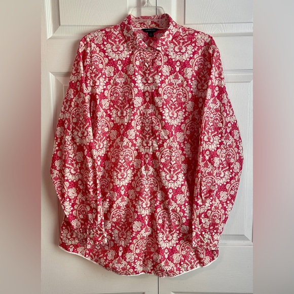 Lands’ End Women’s Pink Popover Long Sleeve 1/2 Button Front Blouse Size 20W - Picture 1 of 9